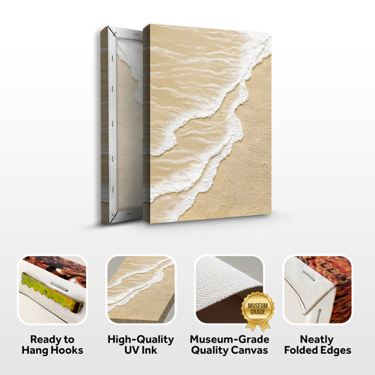 White Waves on Brown Sand Wall Art