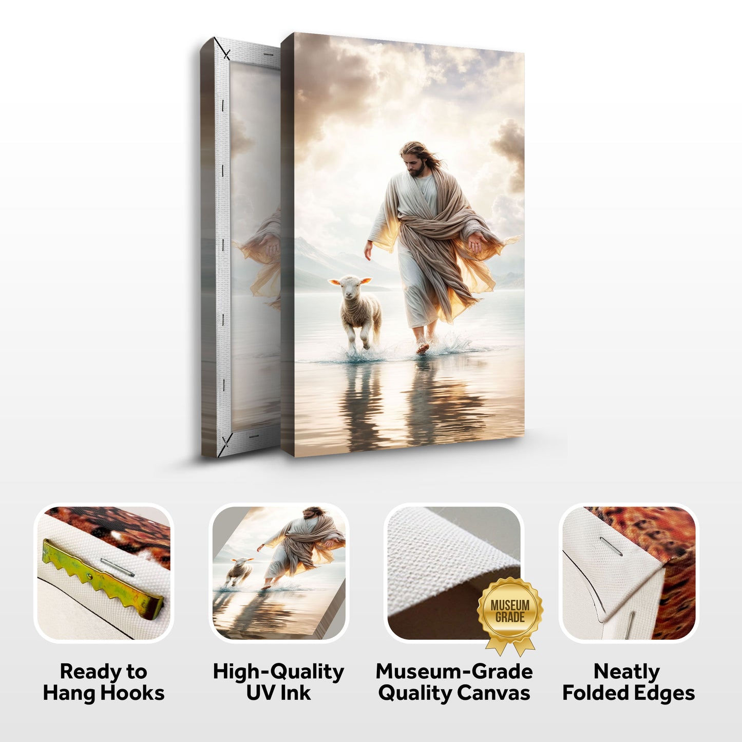 Jesus Protects The Lamb From Wolves Faith Wall Art XIII