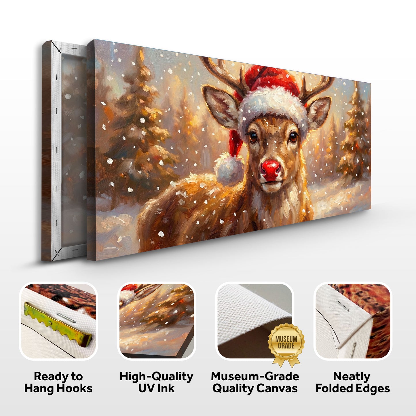 Red Nosed Reindeer Christmas Farmhouse Wall Art