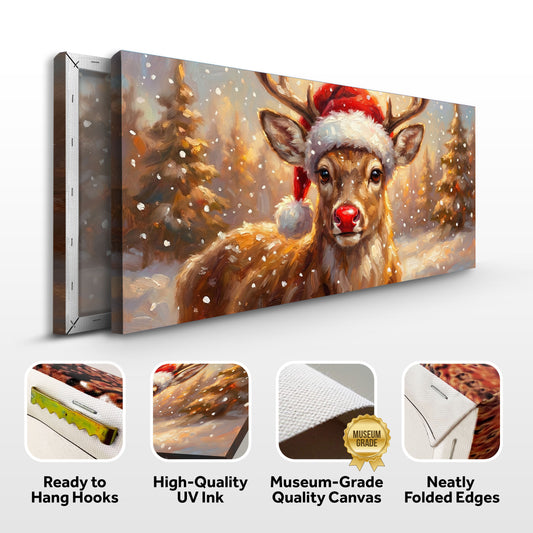 Red Nosed Reindeer Christmas Farmhouse Wall Art