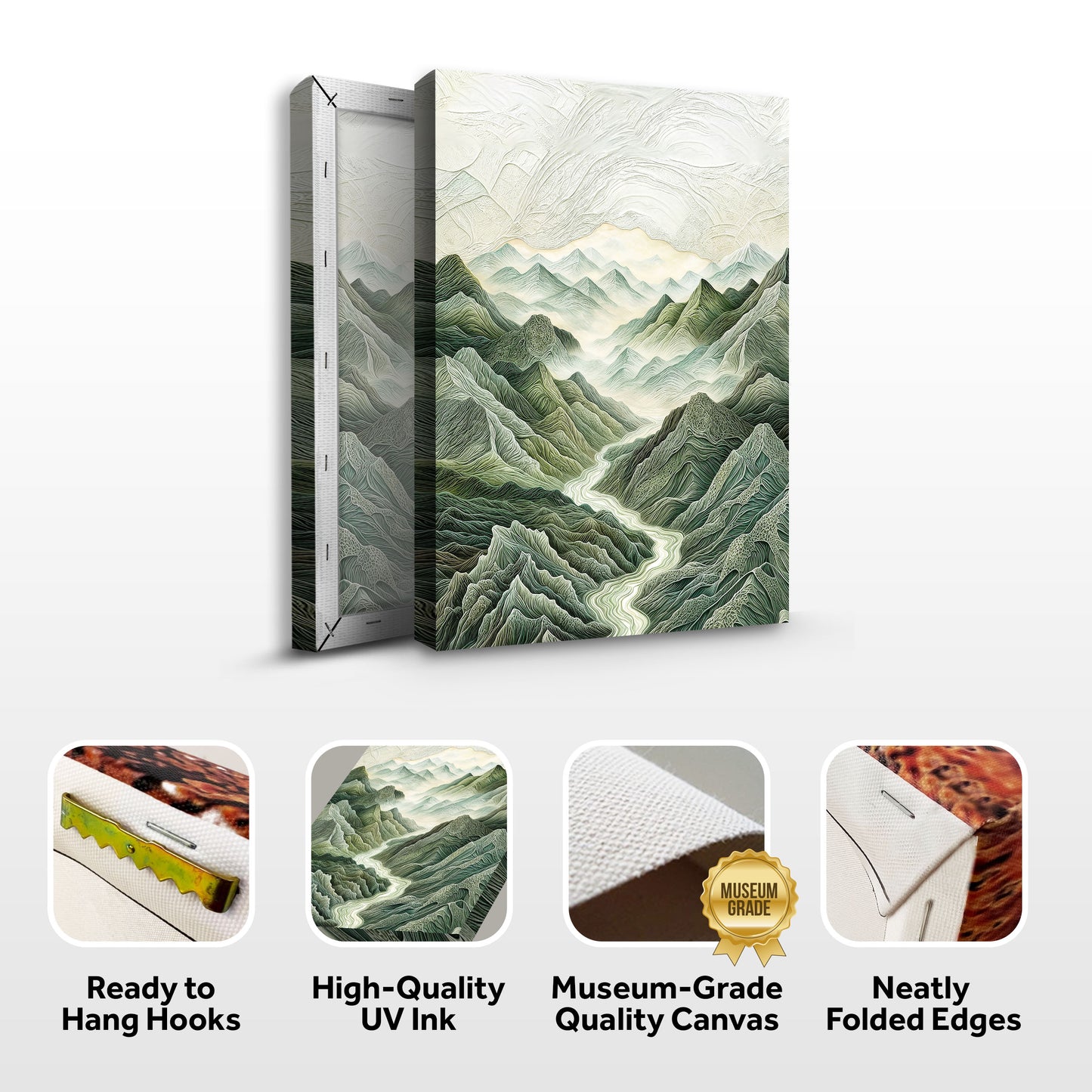 Abstract Mountain and River Landscape Wall Art