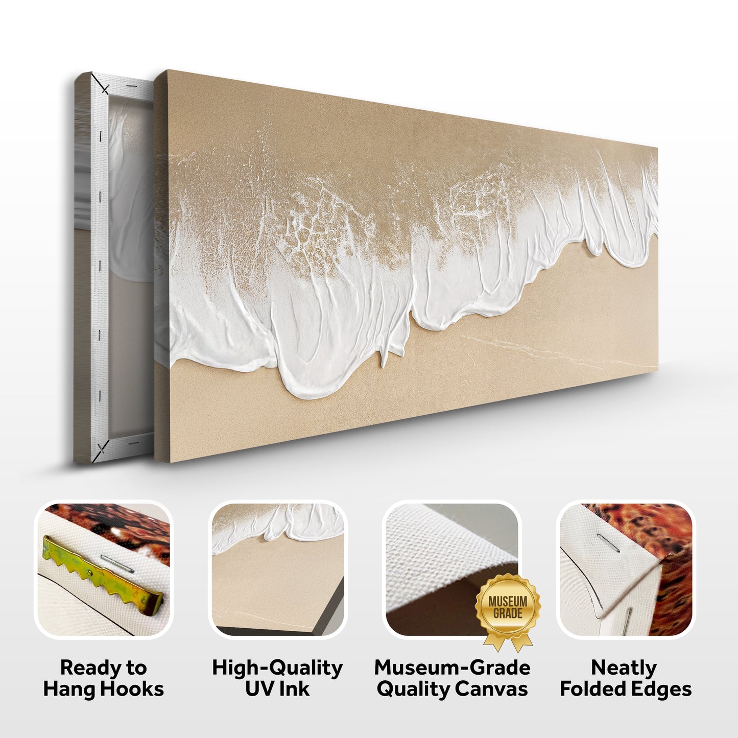 White Waves on Brown Sand Wall Art III