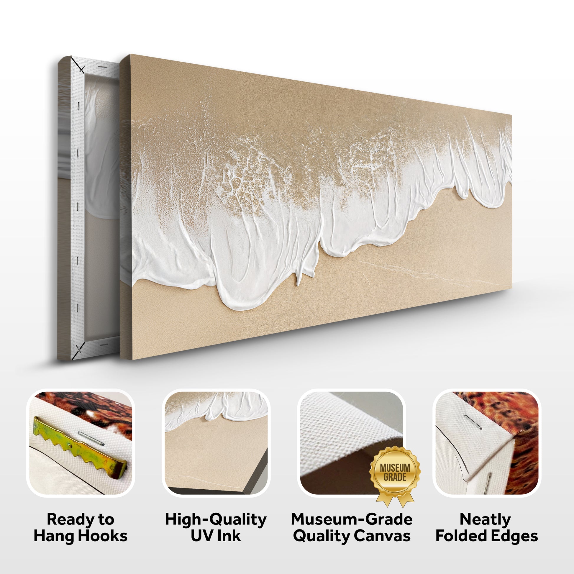 White Waves on Brown Sand Wall Art III