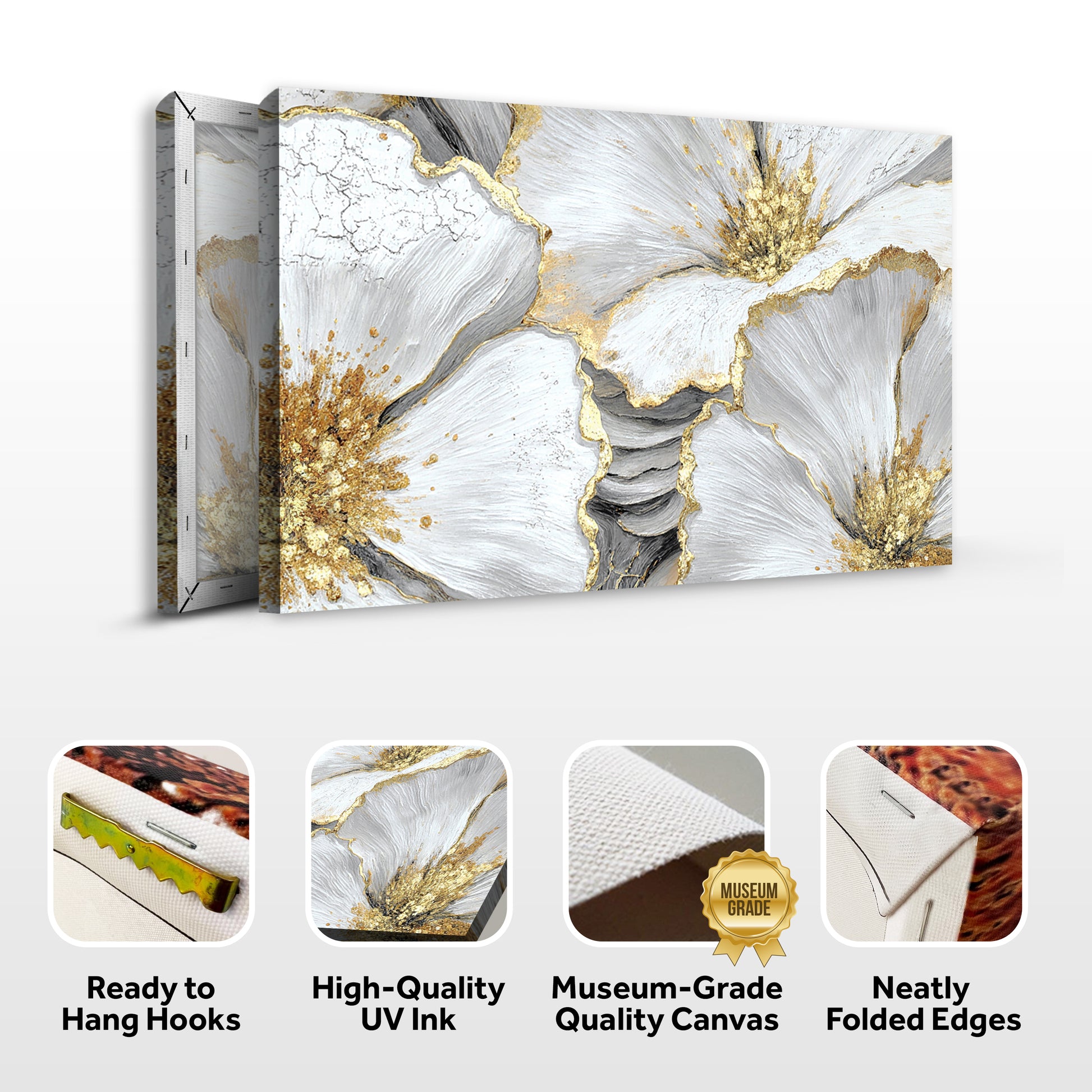 Golden Bloom Abstract Wall Art