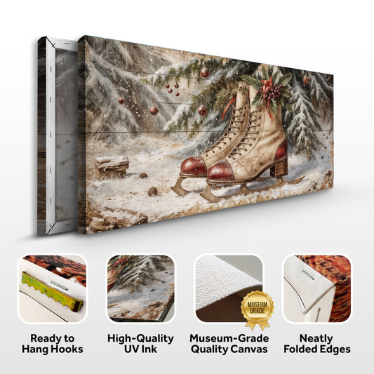 Vintage Christmas Red Skates Wall Art