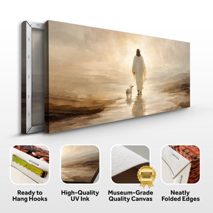 Jesus Leaves With Sheep Wall Art