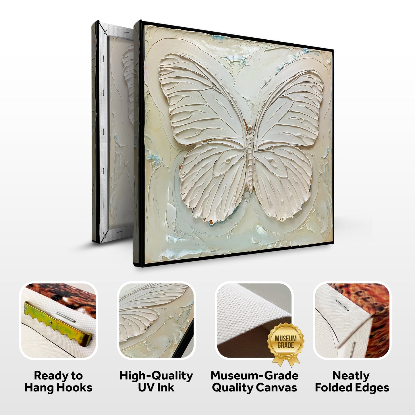 3D White Butterfly Wall Art