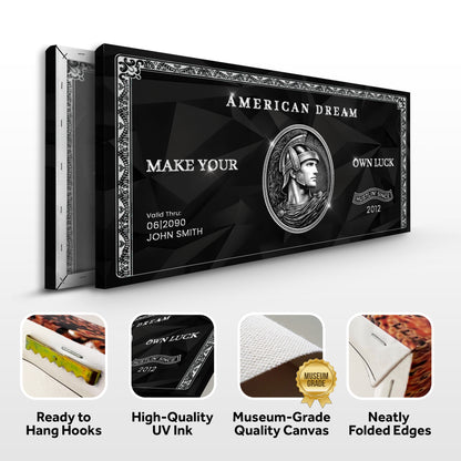 Personalized American Dream “Make Your Own Luck” Wall Sign II
