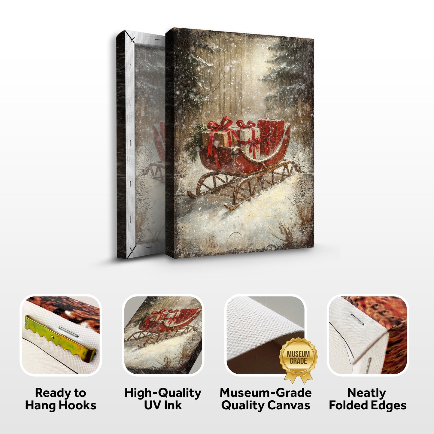 Vintage Christmas Sleigh Sled Wall Art VII