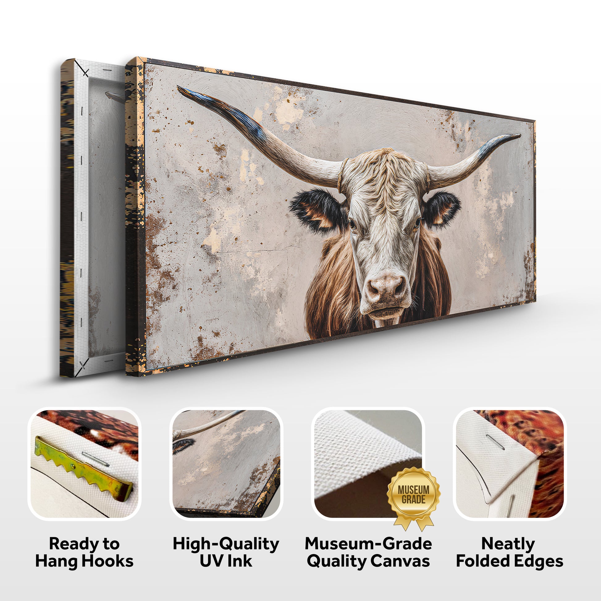 Texas Longhorn Gaze Abstract Wall Art