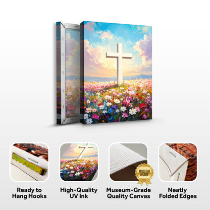 Cross Floral Field Faith Wall Art