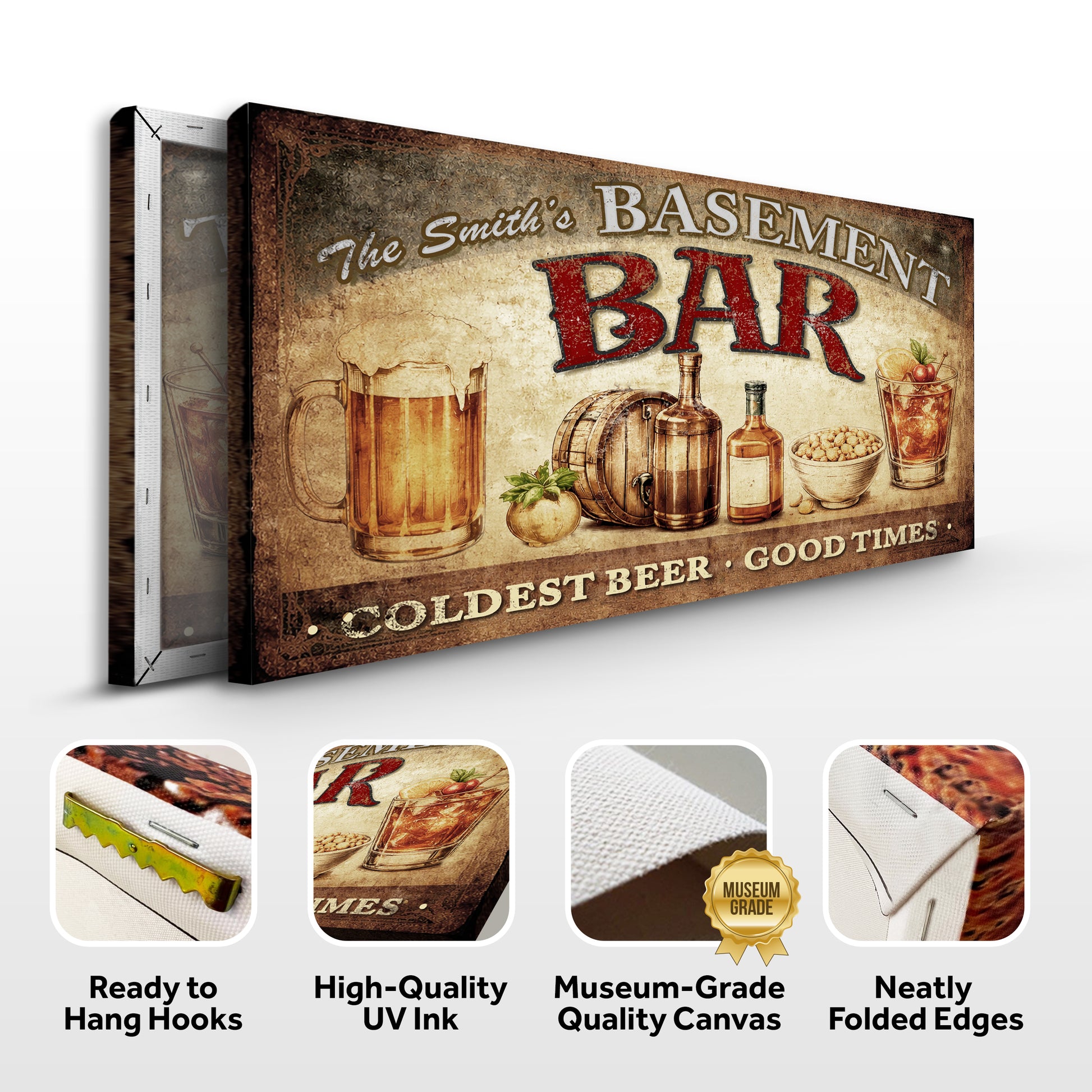Personalized Rustic Basement Bar Wall Sign