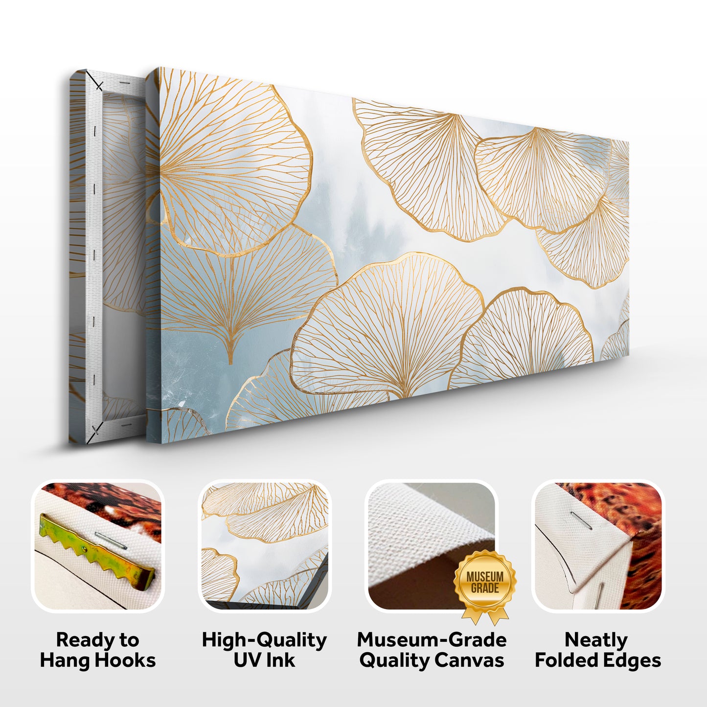 Gold Ginkgo Leaf Silhoutte Wall Art