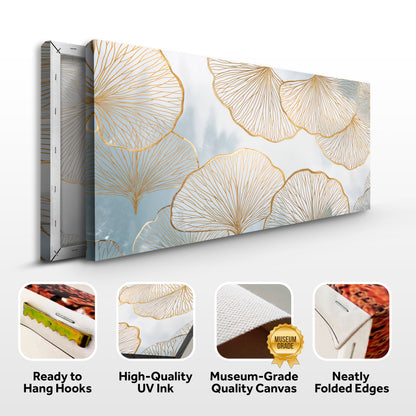 Gold Ginkgo Leaf Silhoutte Wall Art