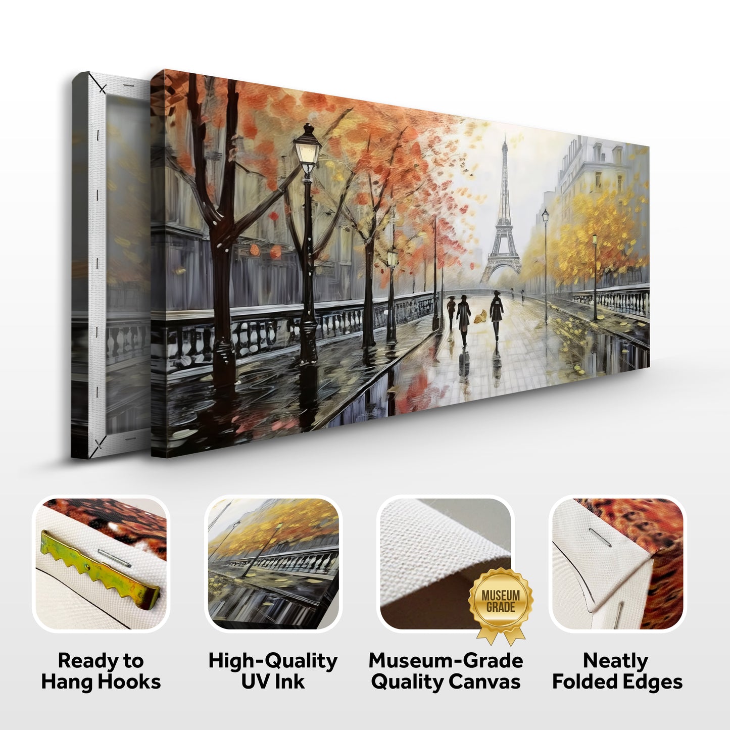 Parisian Rain Cityscape Impasto Wall Art