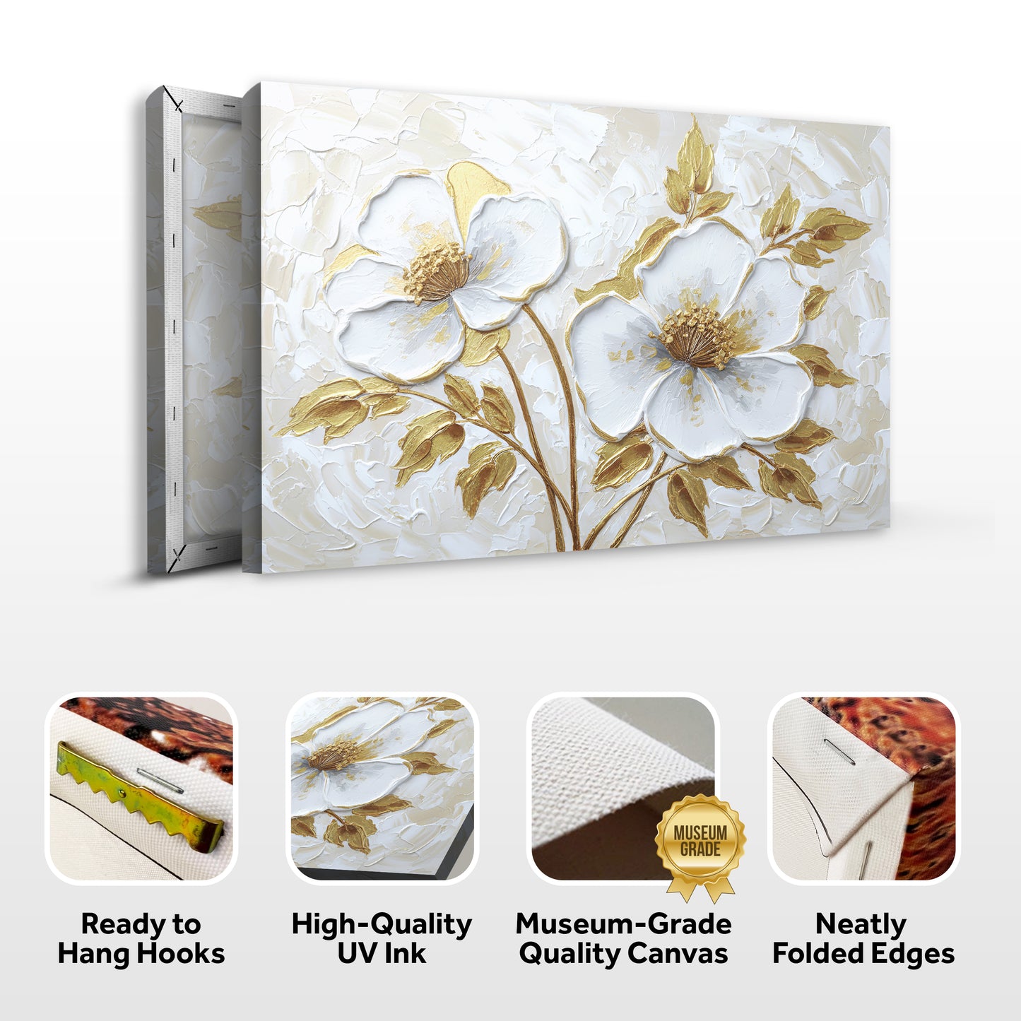 Golden Blossom Abstract Wall Art