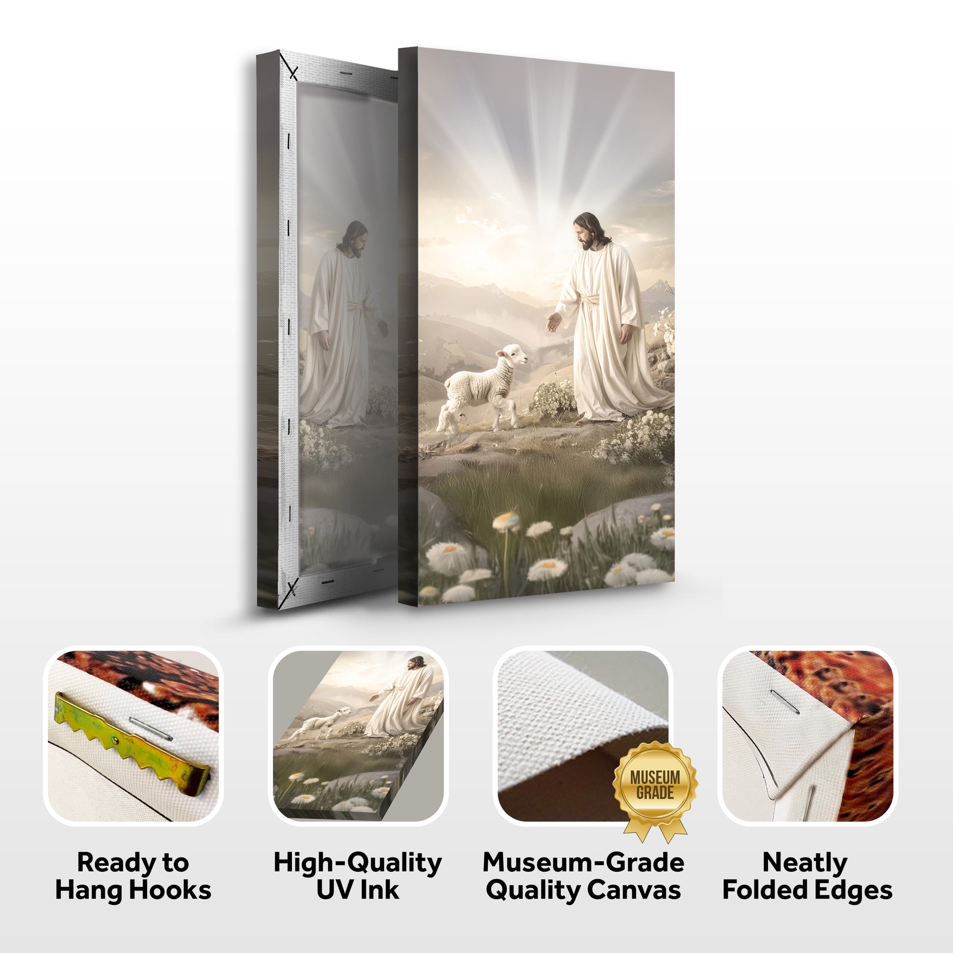 Jesus Protects The Lamb From Wolves Faith Wall Art XII