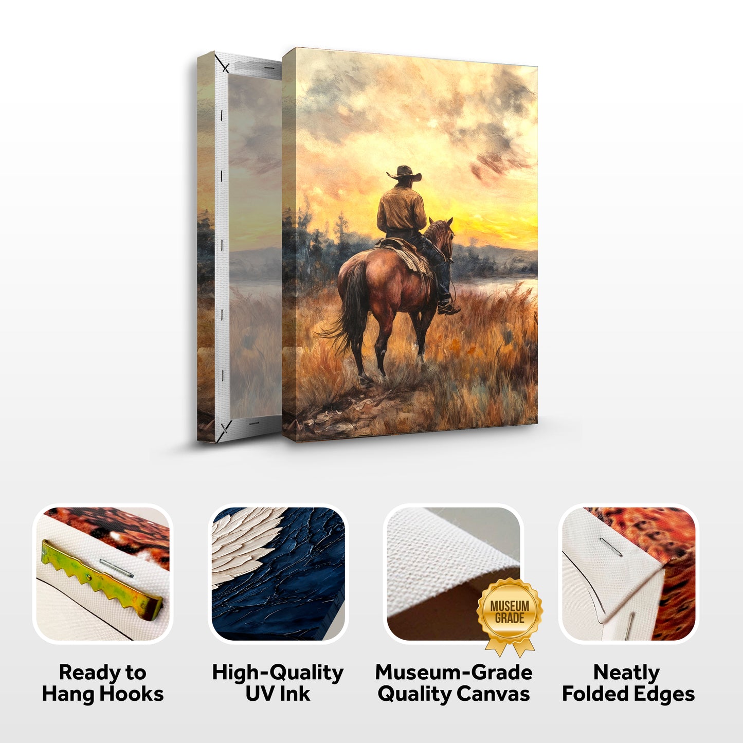 Cowboy At Sunset Wall Art