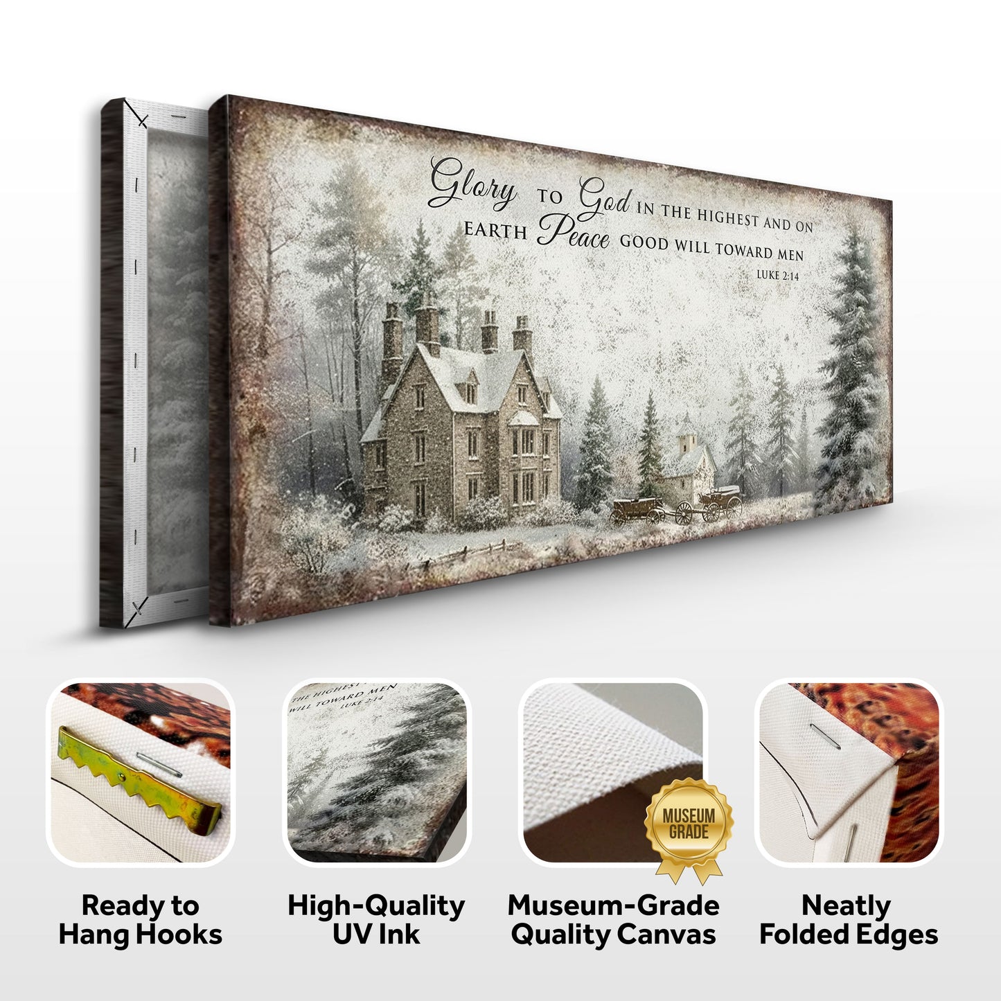 Luke 2:14 Vintage Christmas Wall Sign