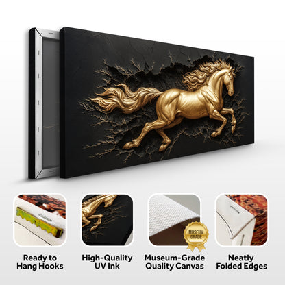 3D Celestial Gold Stallion Wall Art