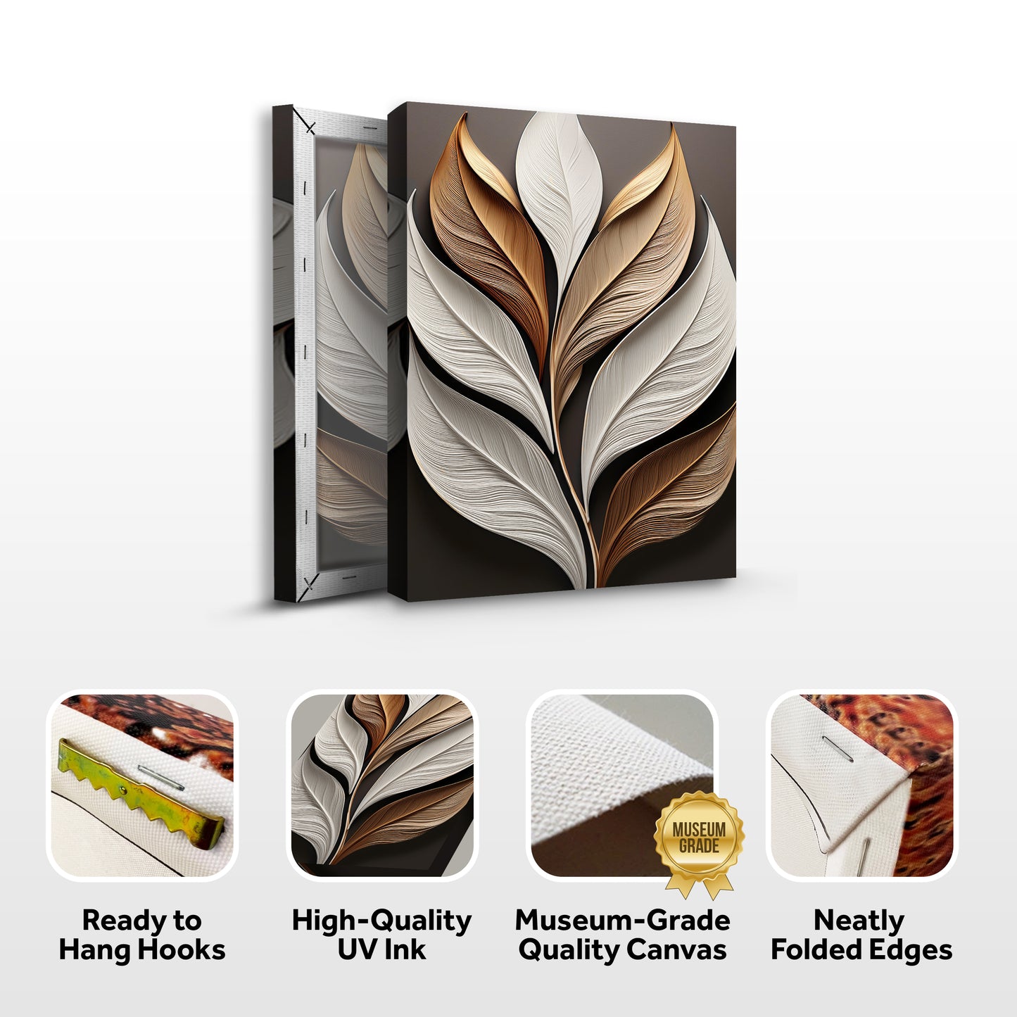 Elegant 3D Textured Leaf Wall Art