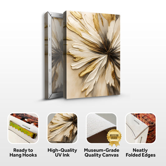 Golden Floral Abstract Wall Art