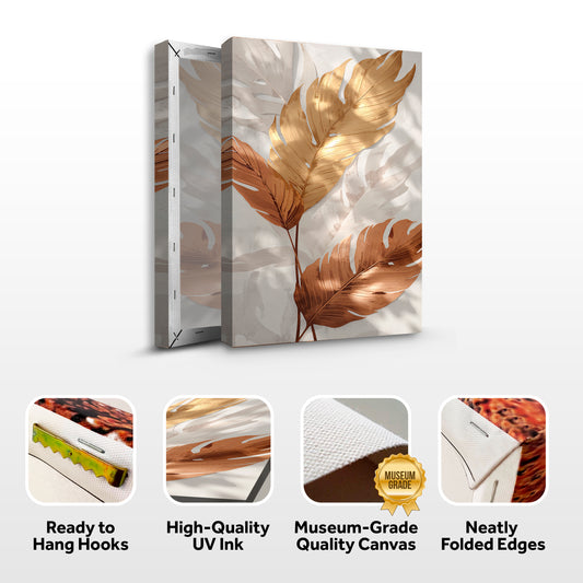 Golden Leaf Abstract Wall Art