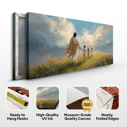 Heavenly Stroll Children and Christ Faith Wall Art