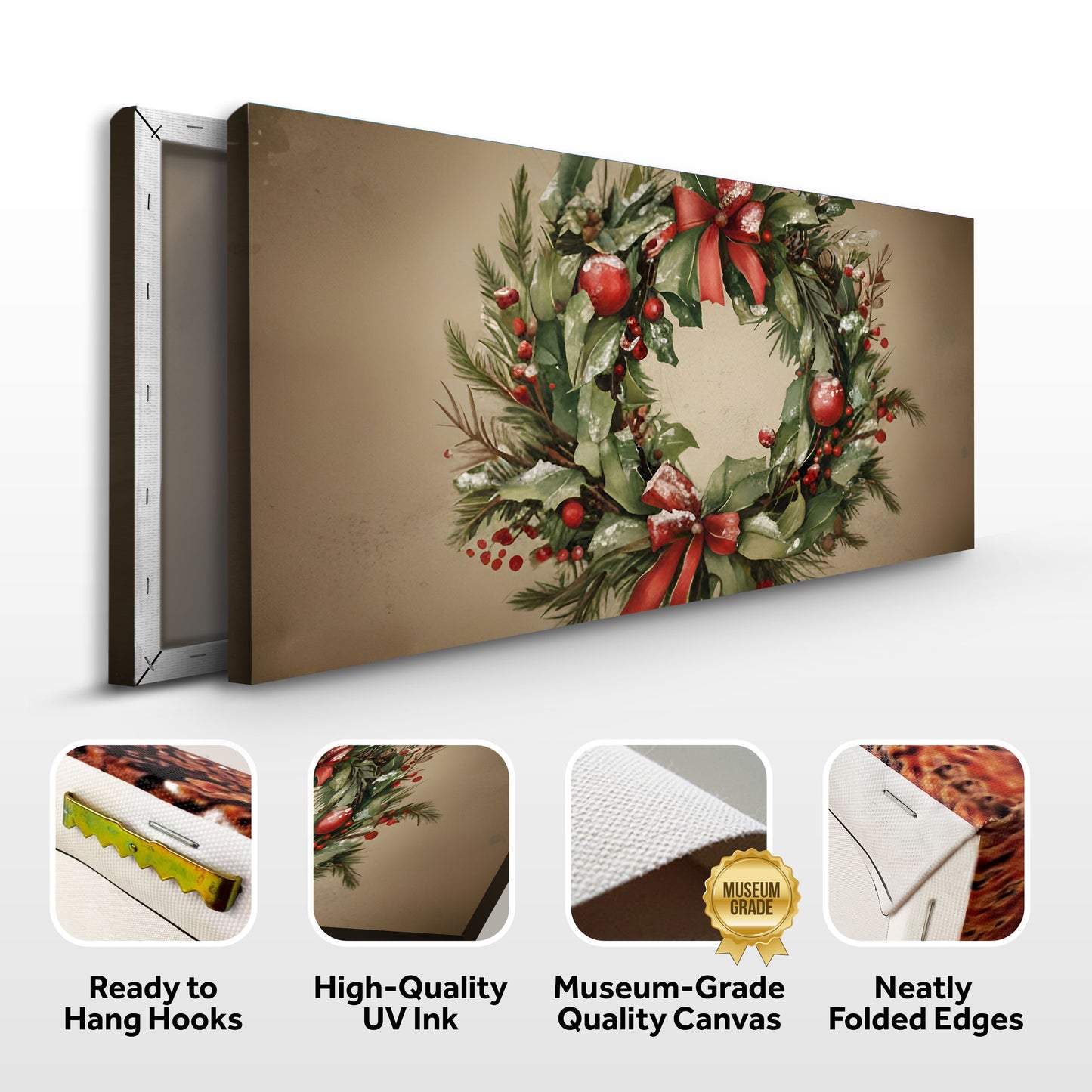 Vintage Christmas Wreath Wall Art