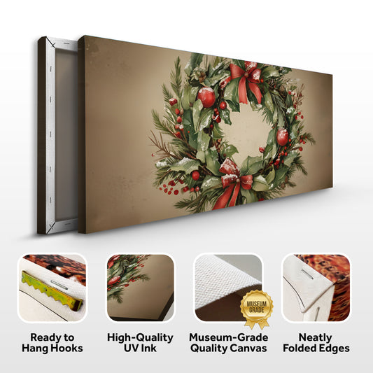 Vintage Christmas Wreath Wall Art