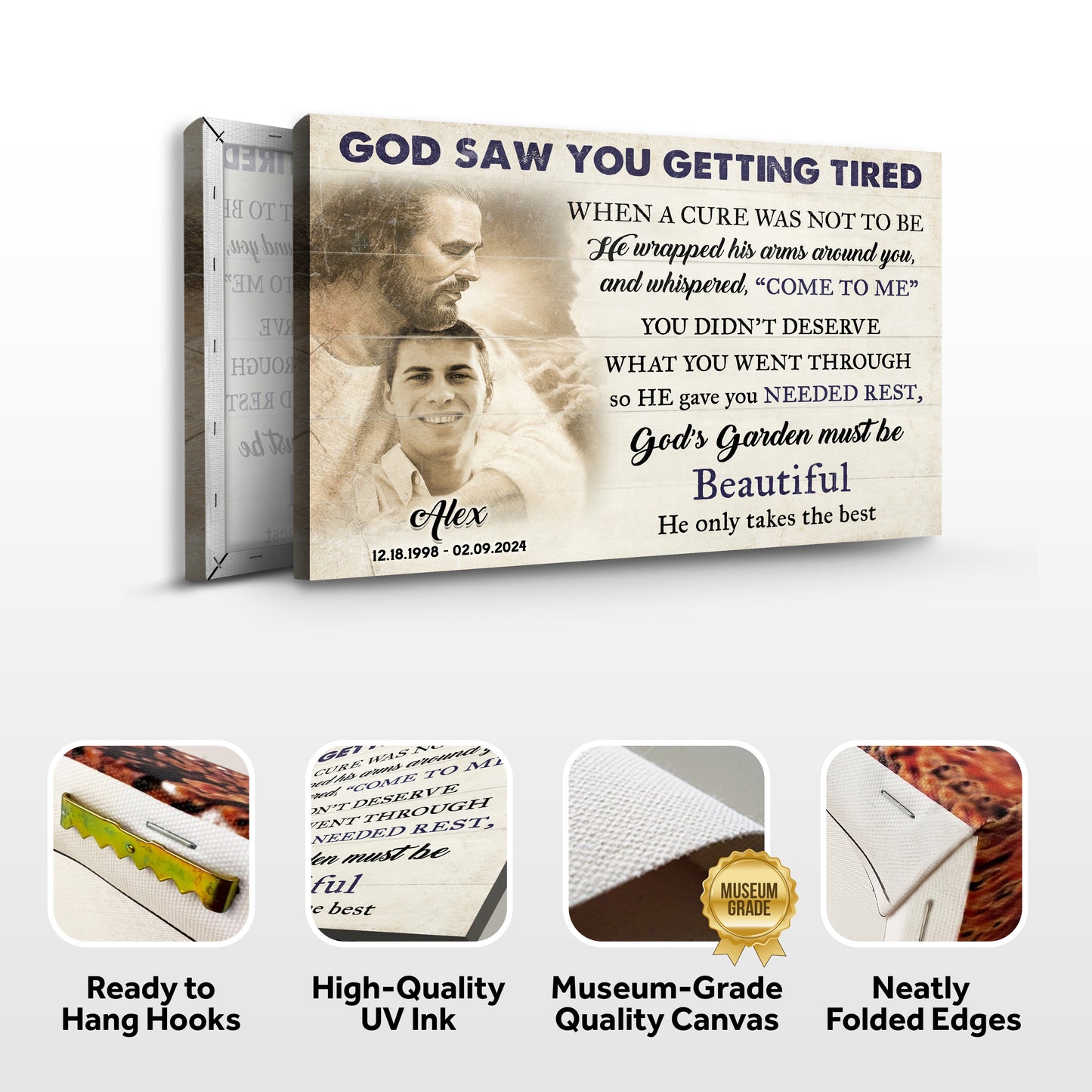 Personalized God Saw You Getting Tired Memorial Sign II