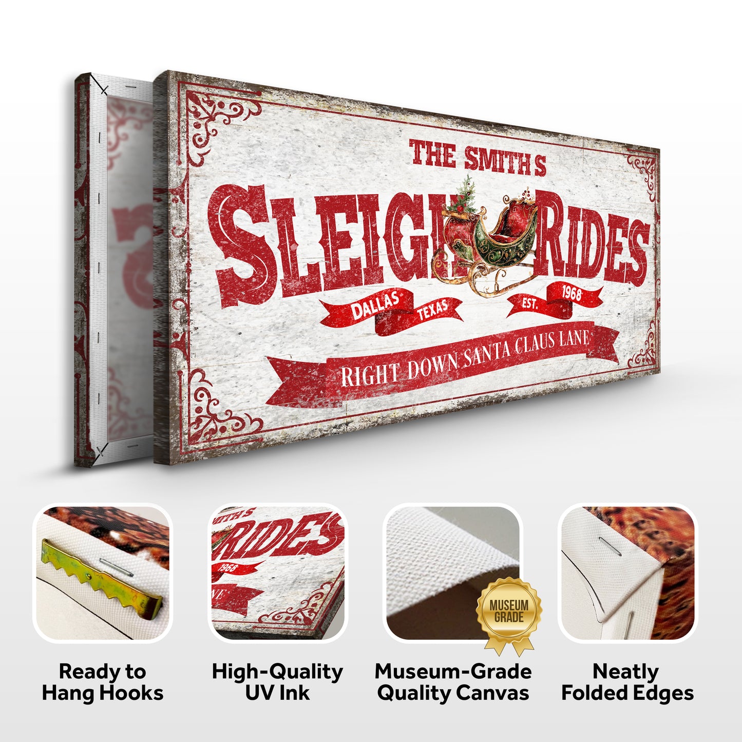 Sleigh Rides Christmas Sign IV | Image by Tailored Canvases