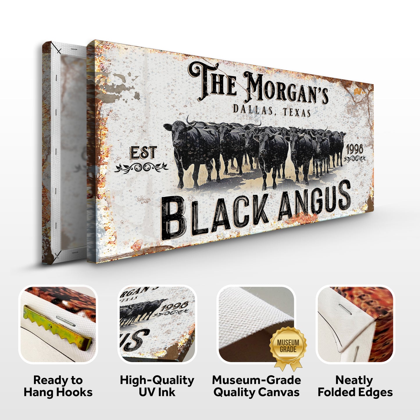 Personalized Black Angus Cattle Sign II - Image by Tailored Canvases