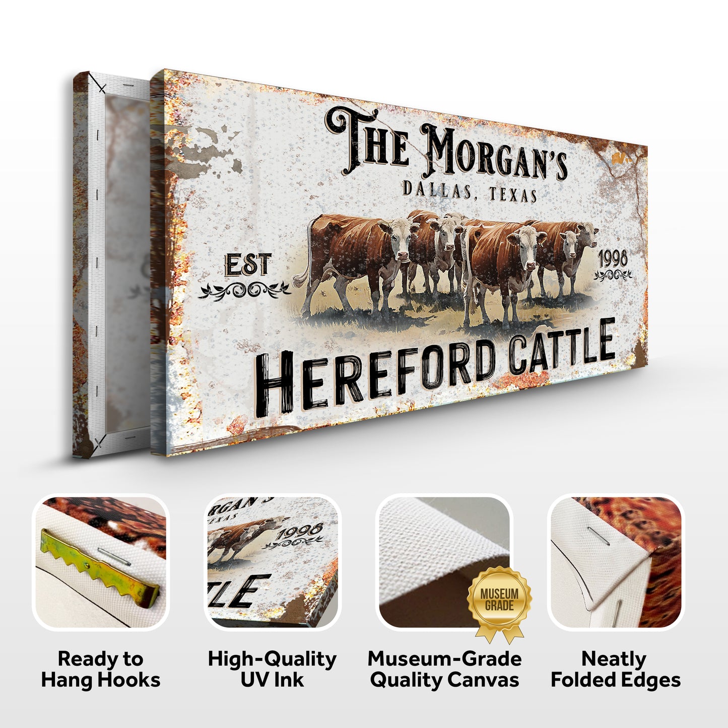 Personalized Hereford Cattle Sign II