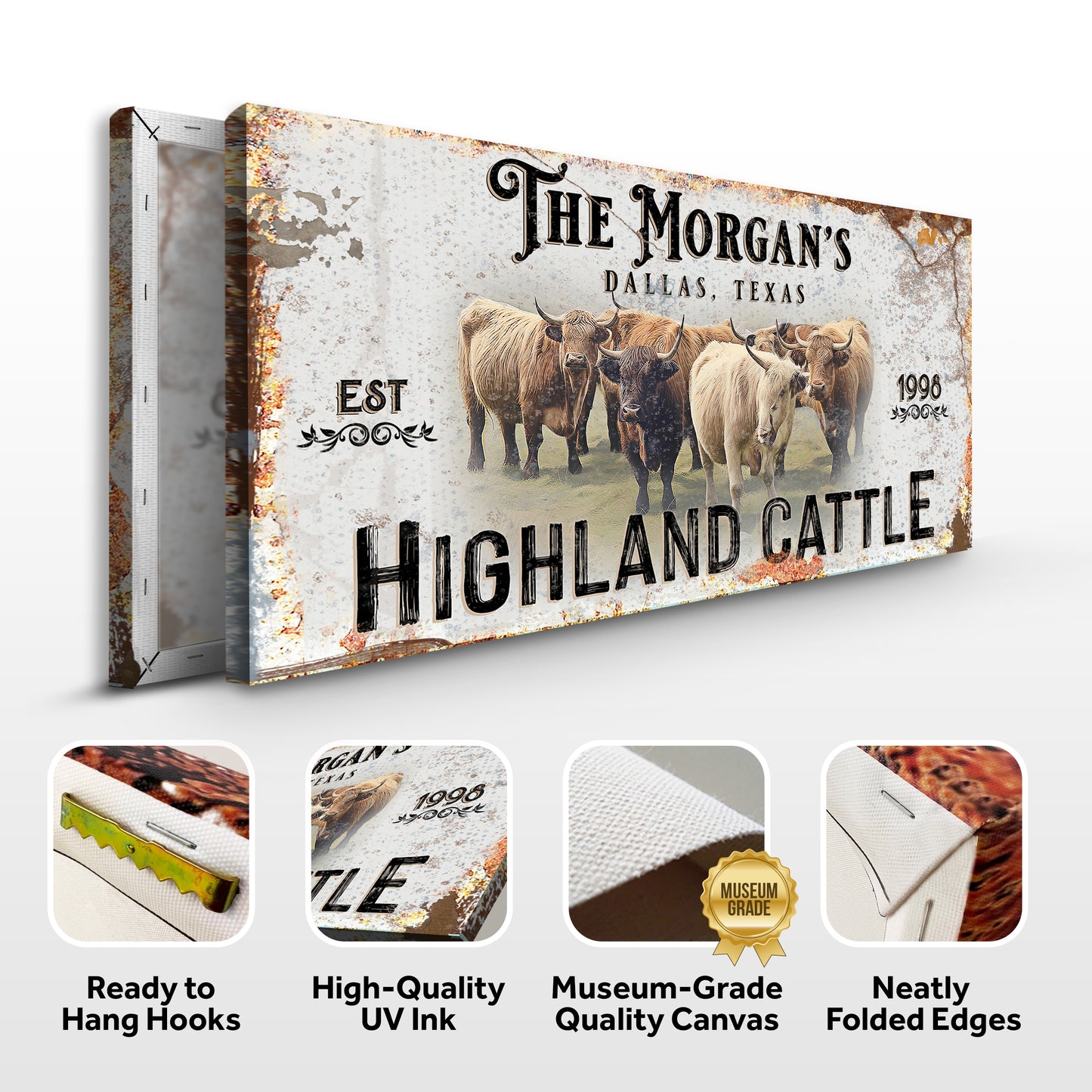 Personalized Highland Cattle Sign III - Image by Tailored Canvases