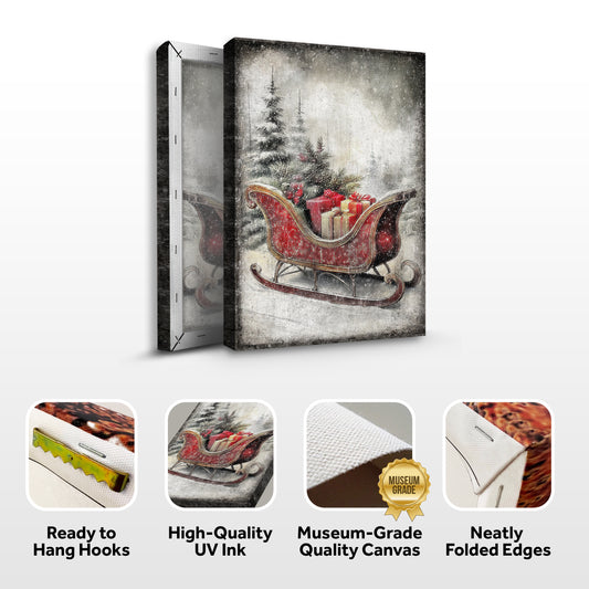 Vintage Christmas Sleigh Sled Wall Art VI