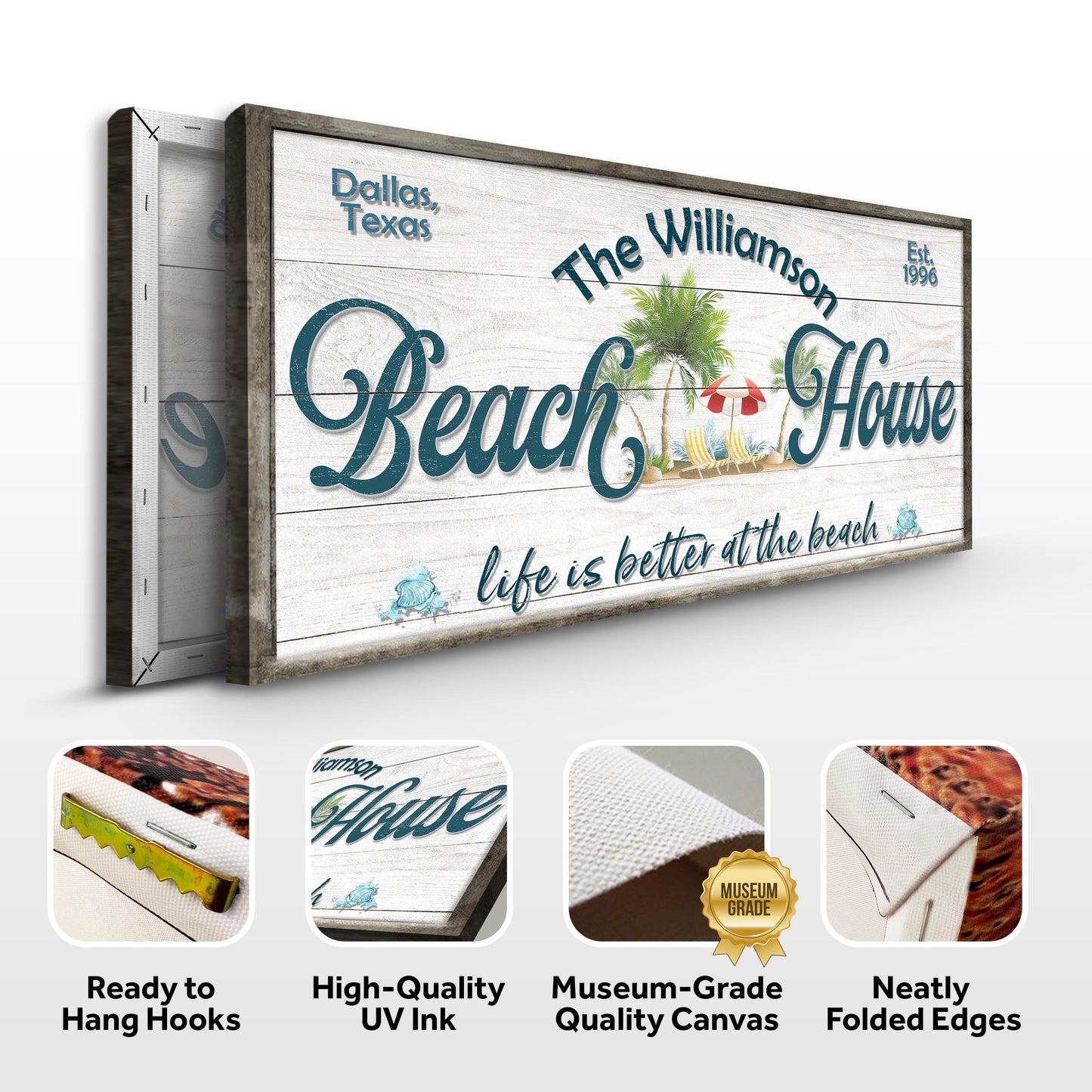 Personalized Beach House Sign III   Specs- Image by Tailored Canvases