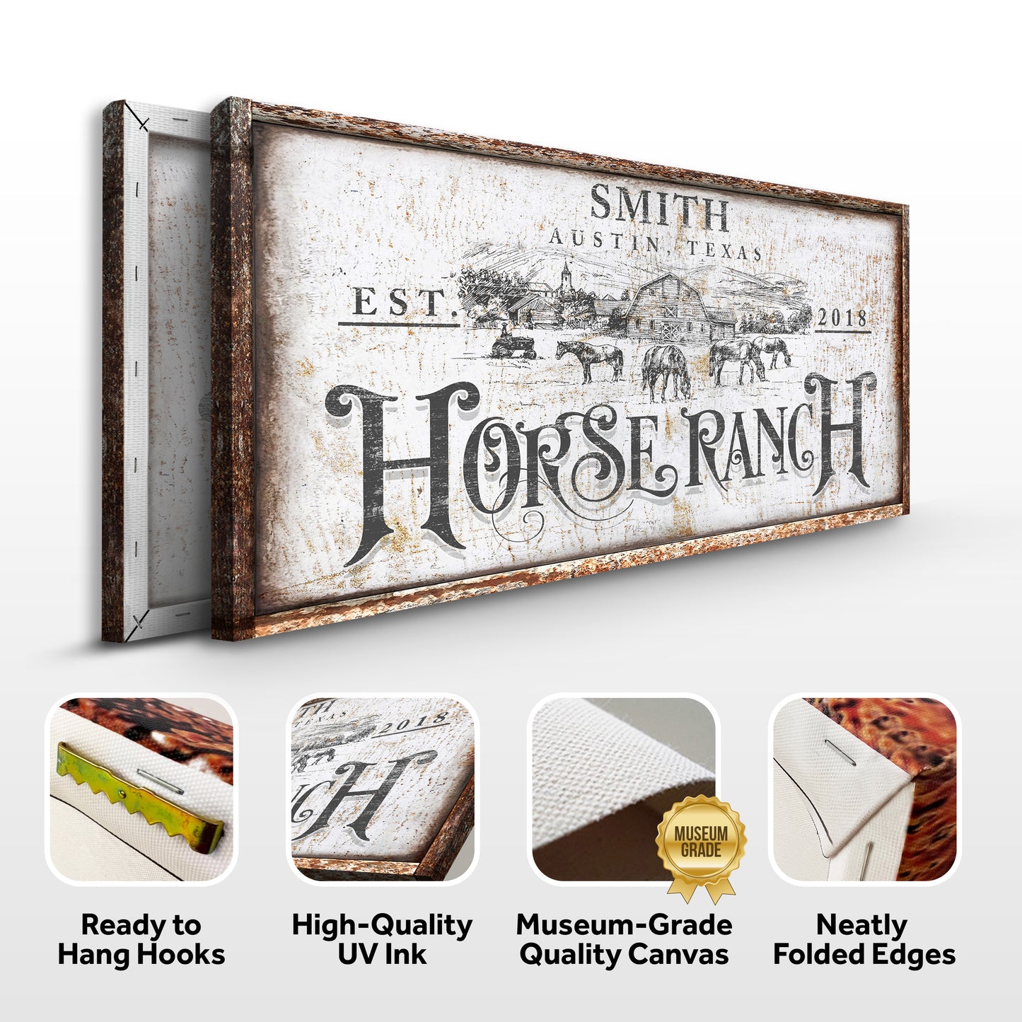 Rustic Vintage Horse Ranch Farmhouse Sign III