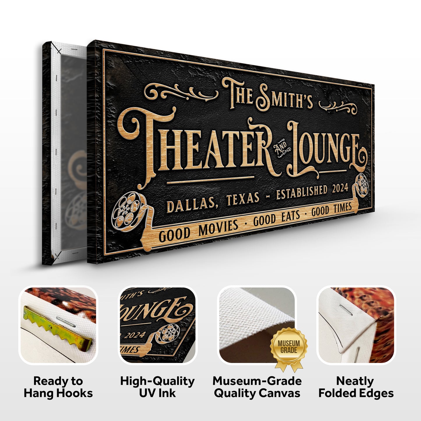 Personalized Theater Sign II Specs - Image by Tailored Canvases