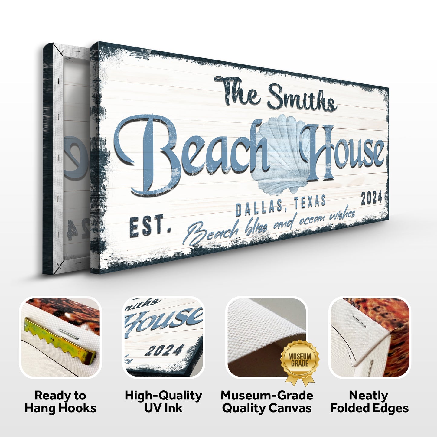 Personalized Beach House Sign IV Specs - Image by Tailored Canvases