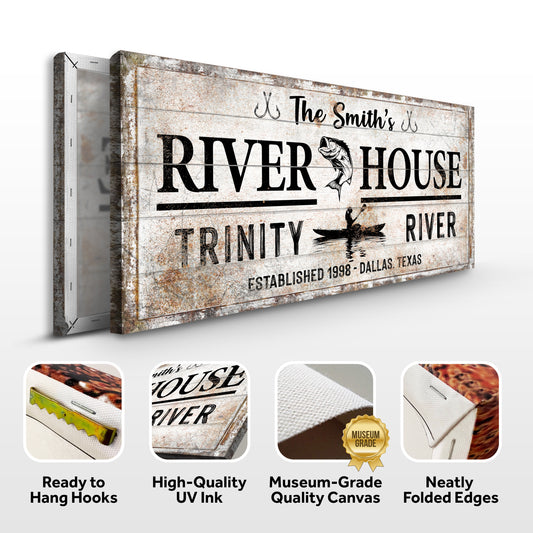 Personalized River House Sign II Specs - Image by Tailored Canvases