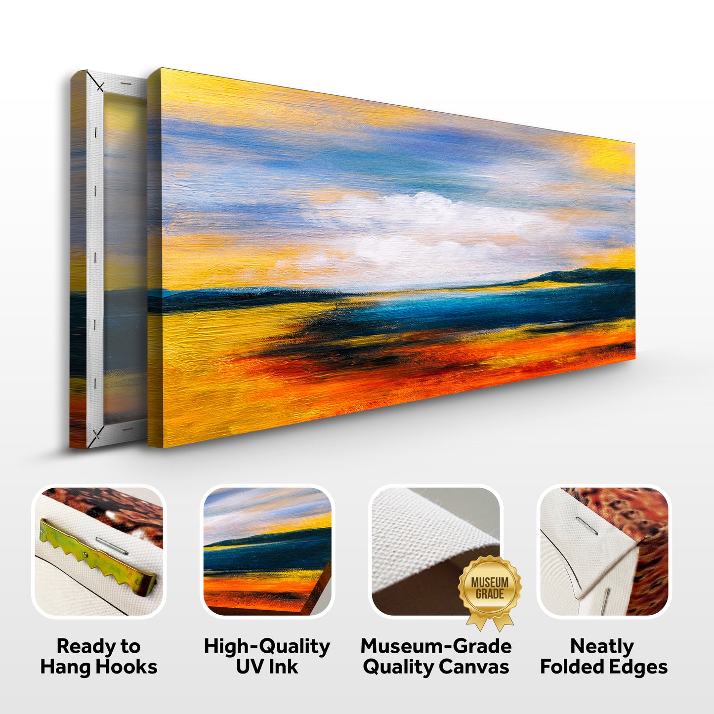 Sunset Abstract Painting Canvas Wall Art (Free Shipping)