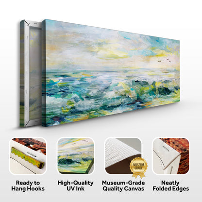 Rocks, Sea, And Sky Canvas Wall Art