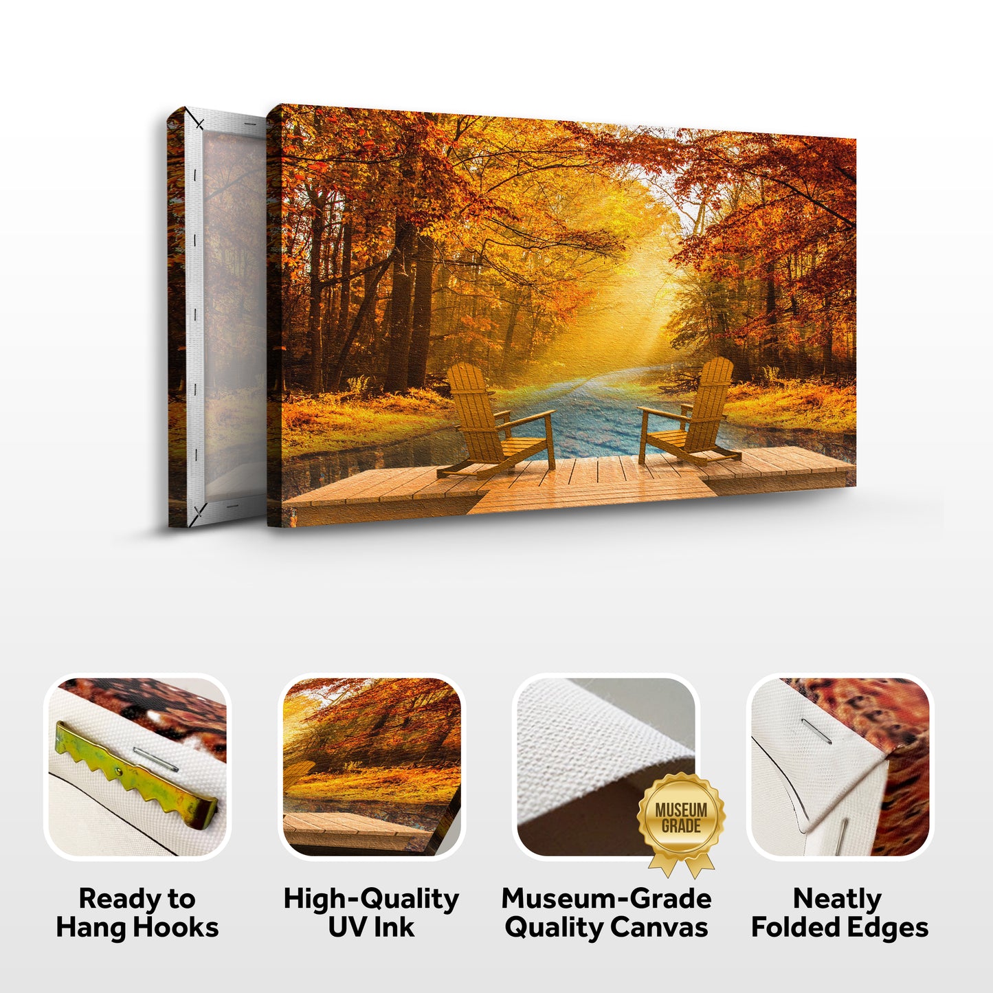 Maple Sunrise By The Lake Canvas Wall Art