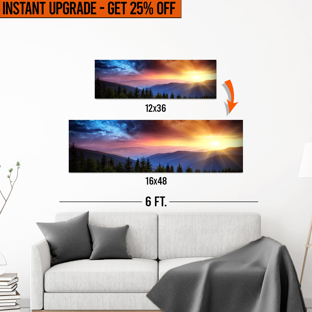 Upgrade Your 12x36 Inches 'Purple And Sunrise' (Style 1) Canvas To 16x48 Inches