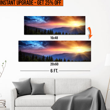 Upgrade Your 16x48 Inches 'Purple And Sunrise' (Style 1) Canvas To 20x60 Inches