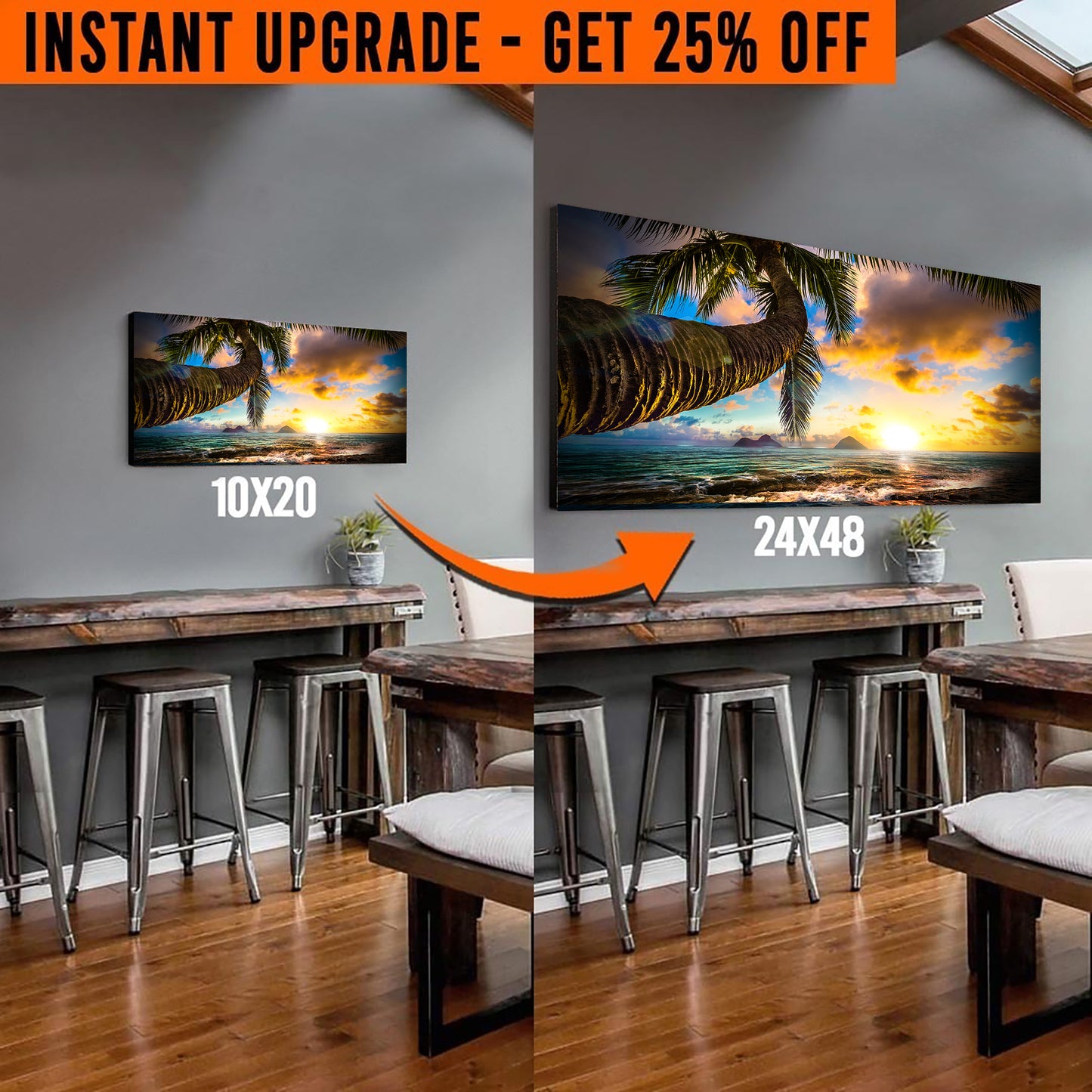 Upgrade Your 20x10 Inches 'Tropical Blue Beach' Canvas To 48x24 Inches