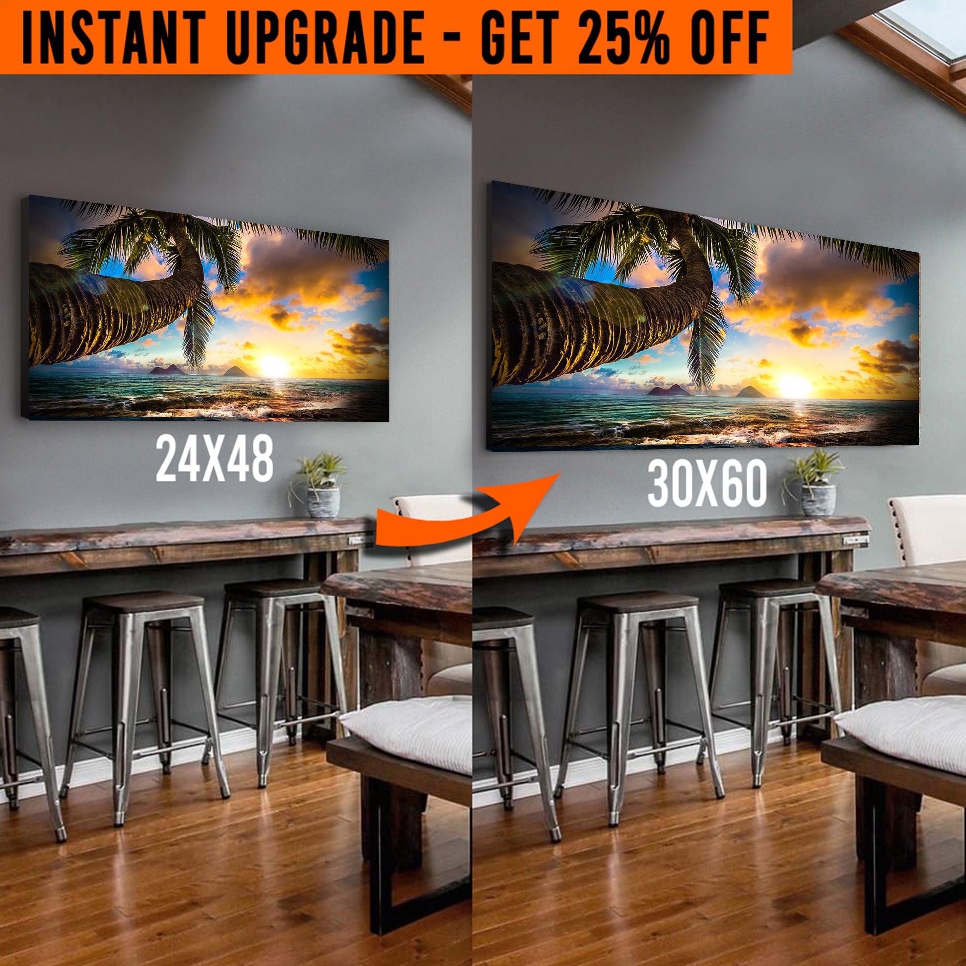 Upgrade Your 48x24 Inches 'Tropical Blue Beach' Canvas To 60x30 Inches