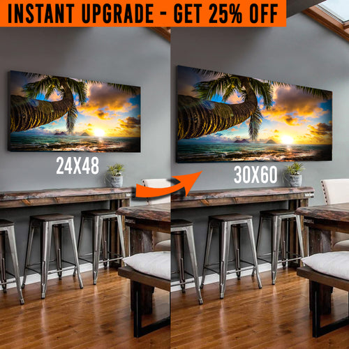 Upgrade Your 48x24 Inches 'Tropical Blue Beach' Canvas To 60x30 Inches