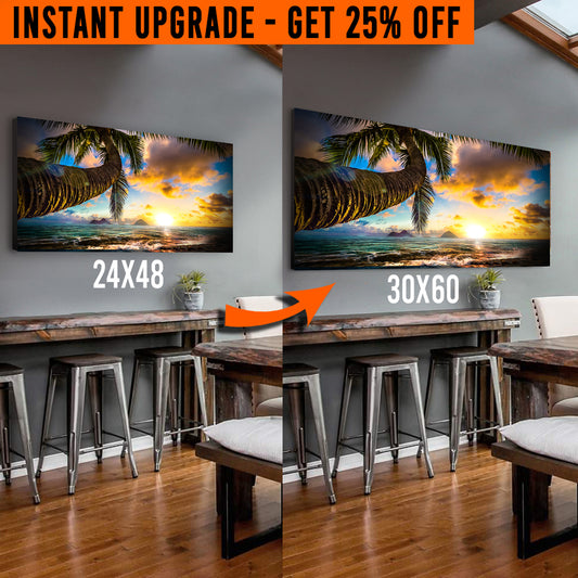 Upgrade Your 48x24 Inches 'Tropical Blue Beach' Canvas To 60x30 Inches